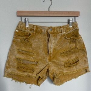 We The Free Mustard Yellow Distressed Denim Shorts